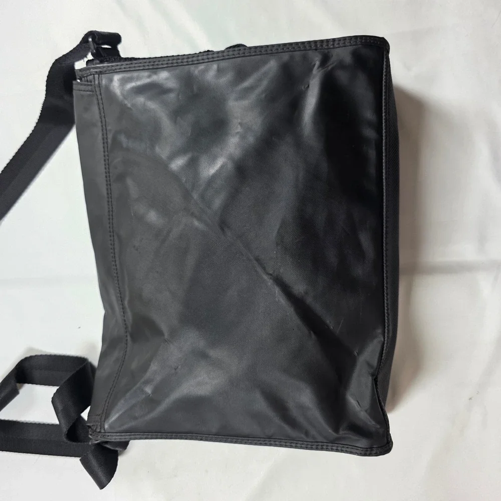 Y2K Diesel Black Nylon Messenger Bag Tonal Logo Utility Crossbody Adj Strap
